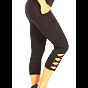 Shosho  leggings gym attire  black  liquid  Size: L